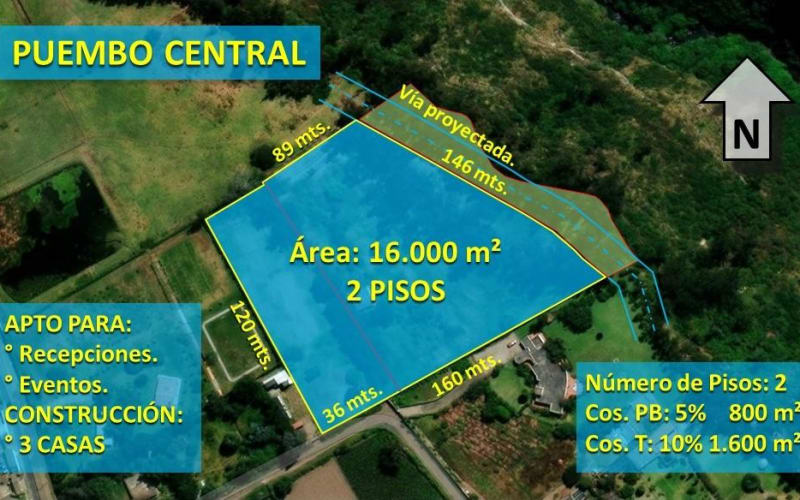 Venta terreno de 16.000 m² en Puembo zona estratégica a $62 por metro – AH