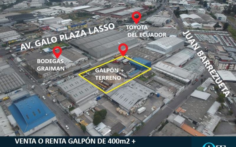 Venta o Renta Galpón en Terreno de 4000m2. Industrial Alto Impacto i3. Carcelén Industrial